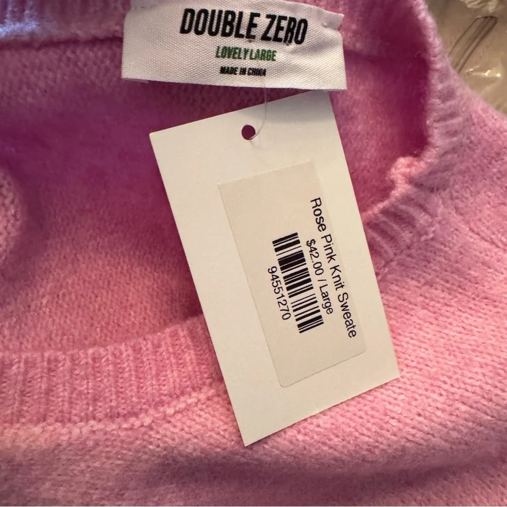 Double Zero Pink Crewneck Sweater with Dolman Sleeves Large - NWT - Picture 5 of 10